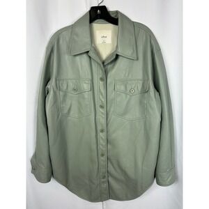 Wilfred‎ Free Ganna Vegan Leather Jacket Sage Green Oversized Shacket Medium